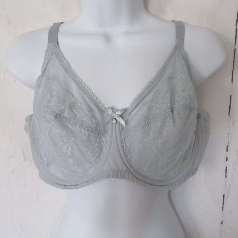 Wacoal Bra‎ 40D Blue Lace Retro Chic Full Figure Underwire Back Closure 855186